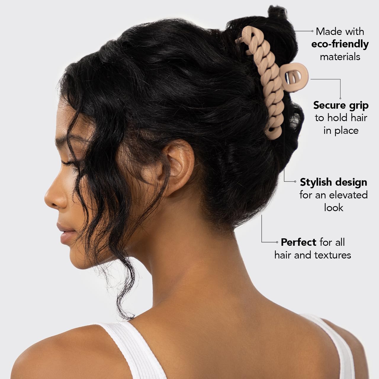 Kitsch Recycled Plastic Large Claw Clip, Big Chain Hair Clips for Women, Big Claw Clips for Thick Hair | Ideal Gifts for Women, (3pc Set Large