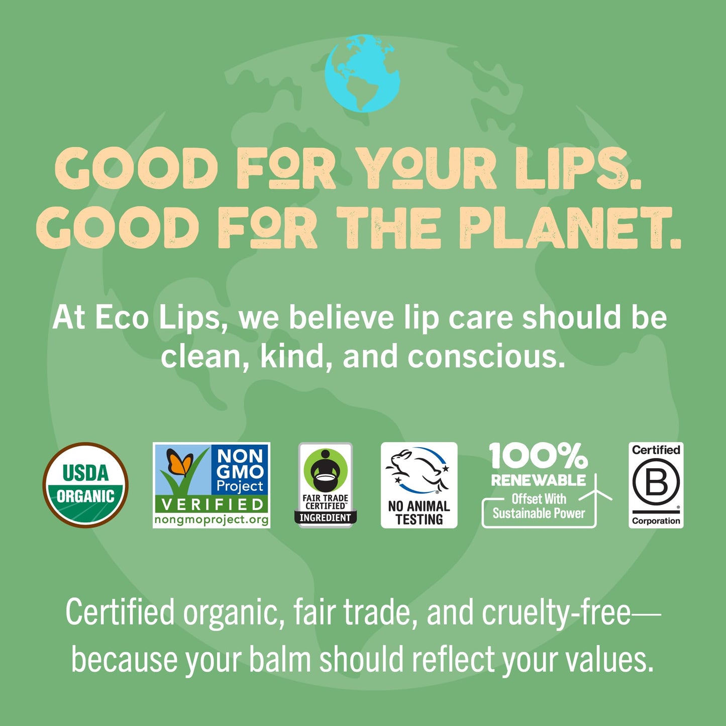 LIP BALM Mongo Kiss 6-Pack (6 tubes) Vanilla Honey by Eco Lips 100% Organic Beeswax & Cocoa Butter Lip Care with Organic Mongongo Oil - Soothe