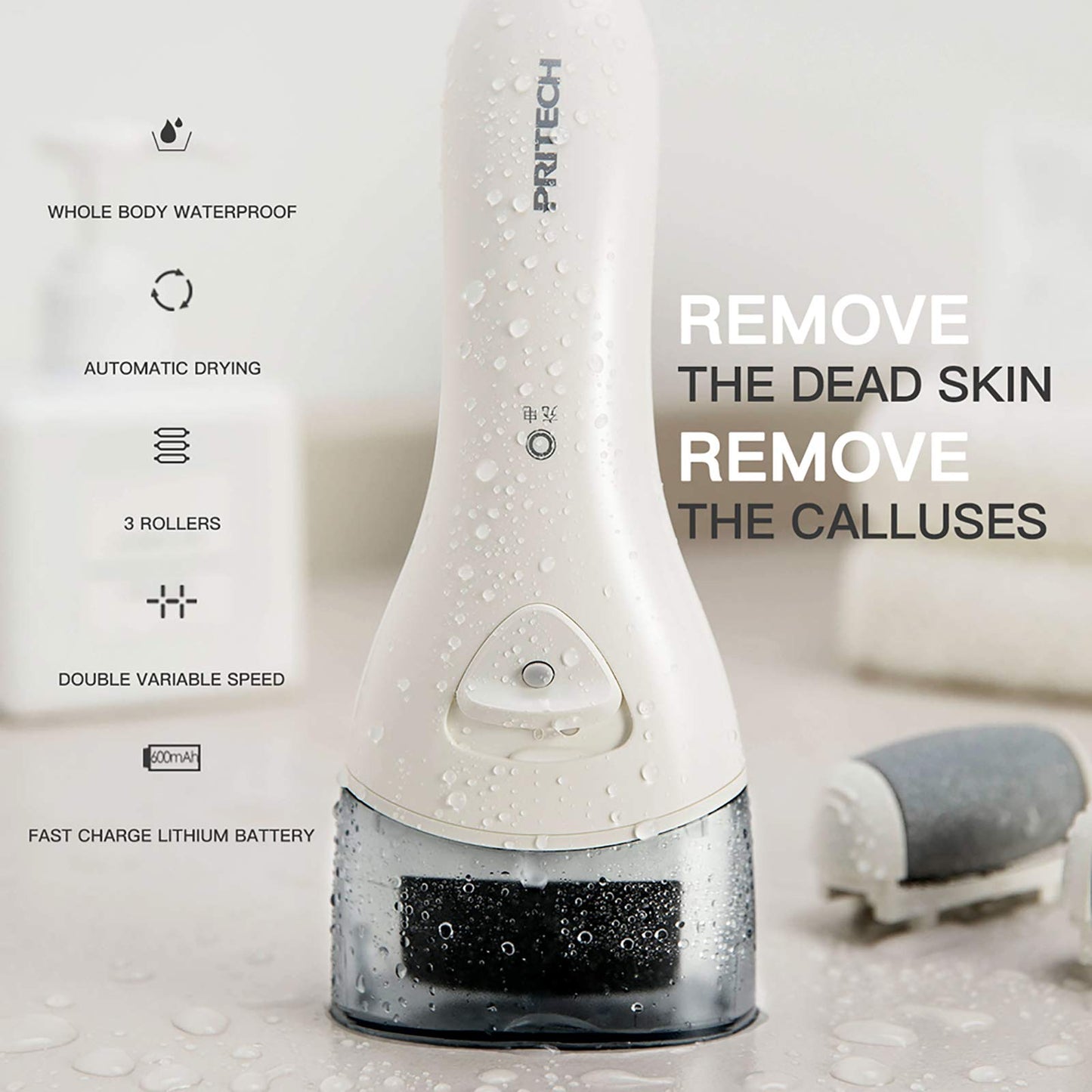 Electric Feet Callus Removers Rechargeable,Portable Electronic Foot File Pedicure Tools, Electric Callus Remover Kit,Professional Pedi Feet Care Beauty and Personal Care PRITECH