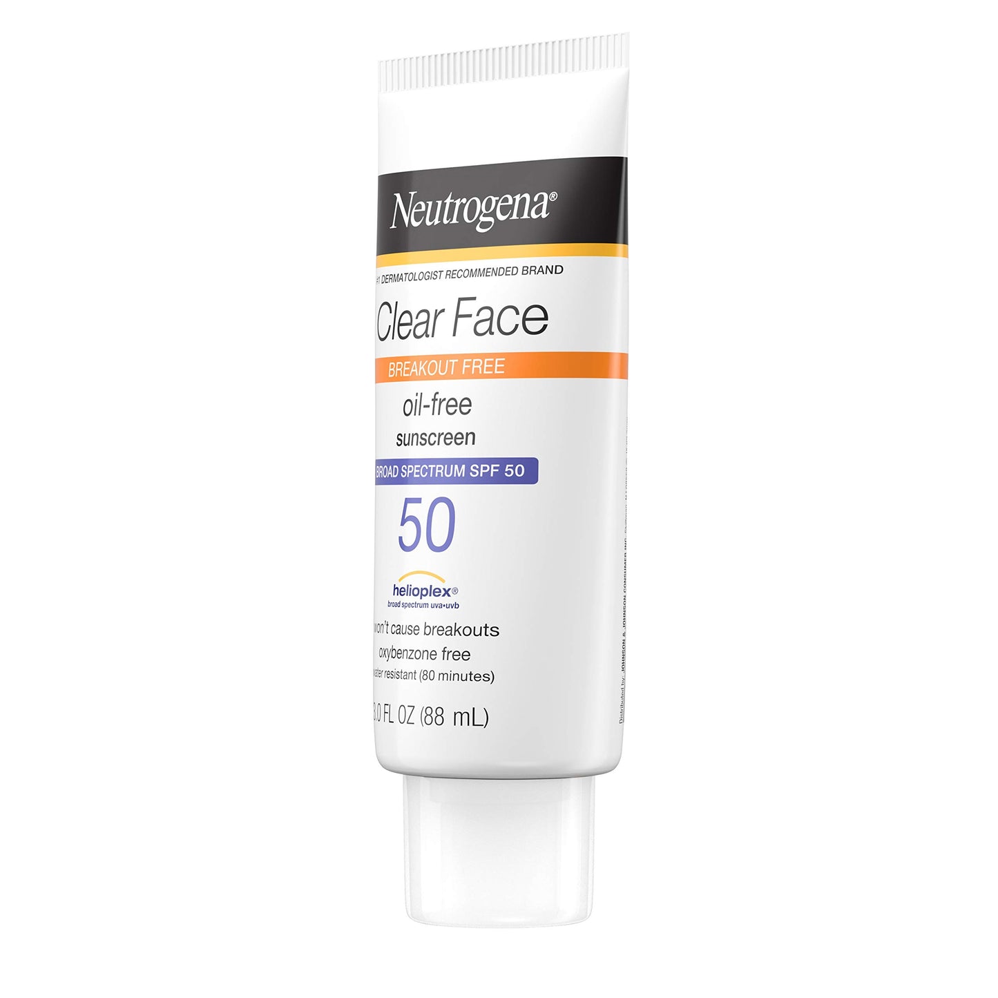 Neutrogena Clear Face Liquid Lotion Sunscreen for Acne-Prone Skin, Broad Spectrum SPF 50 UVA/UVB Protection, Oil-, Fragrance- & Oxybenzone-Free Facial