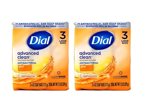 Dial Antibacterial Deodorant Bar Soap, Gold, Moisture Balance - 4 Ounce, 3 Bars (2 Pack)