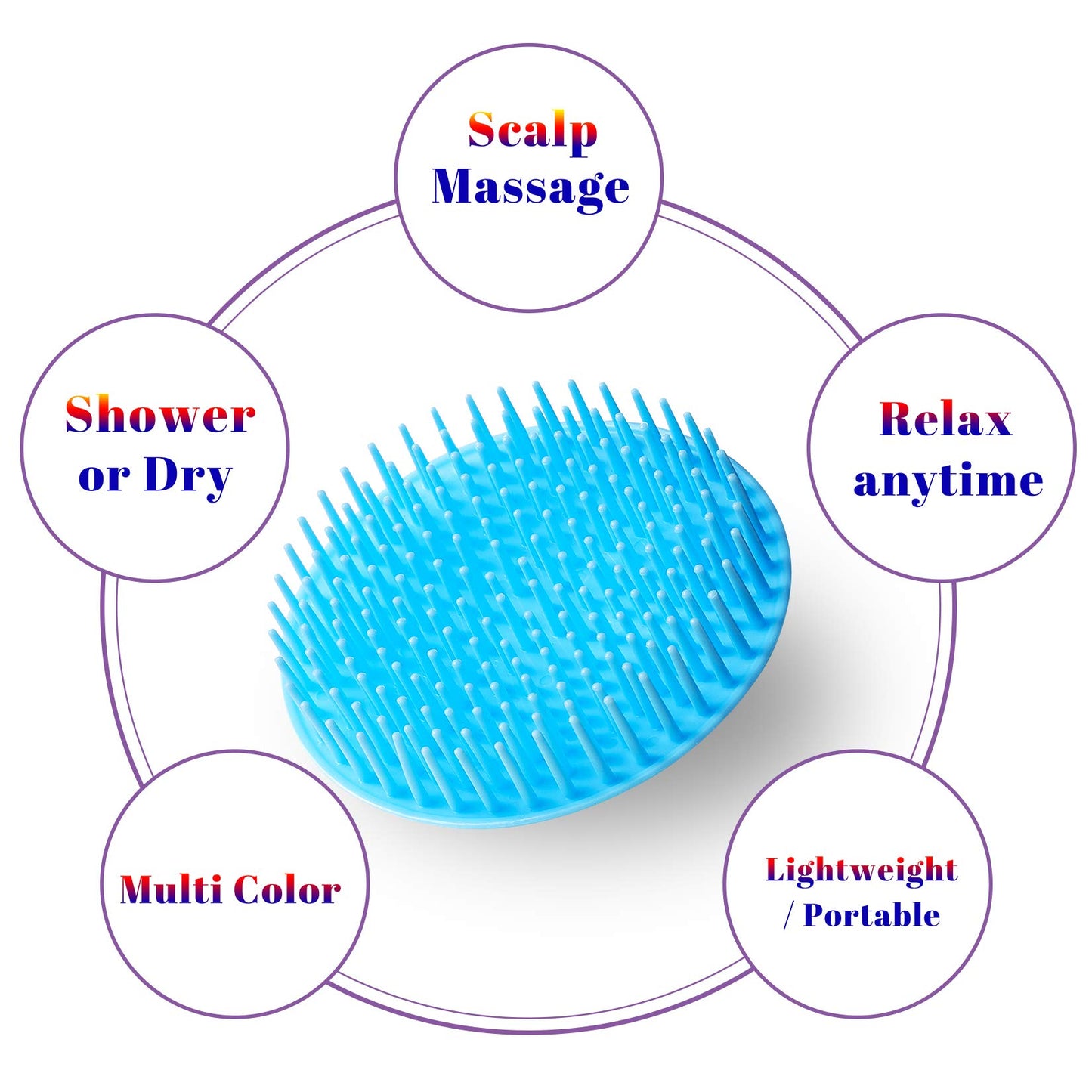 4Pack Hair Scalp Exfoliator Brush Dandruff Cleaning brush, Flexible Scalp Massager, Shower Shampoo Brush for Home, Office, Travel and Pets-TM Beauty and Personal Care YEALIFE