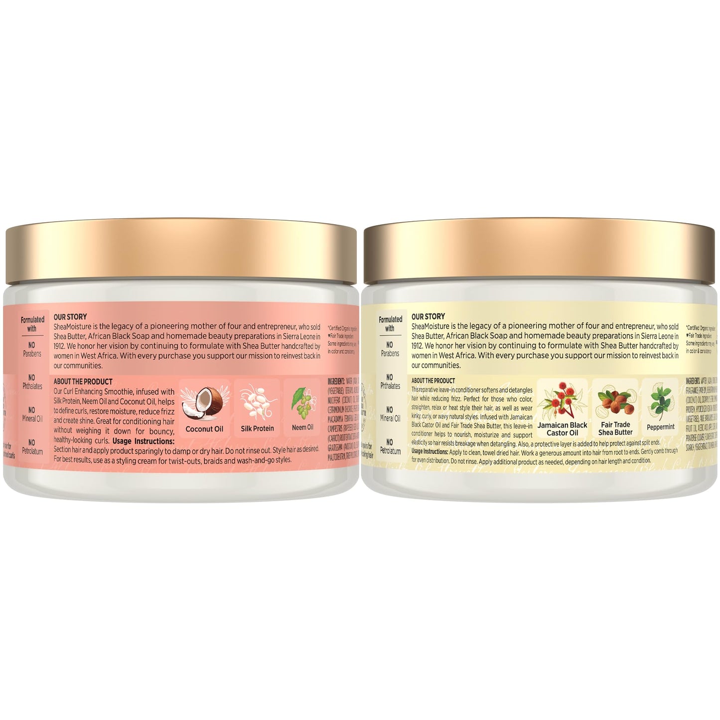 SheaMoisture Leave-In Conditioner Bundle, Coconut & Hibiscus Curl Enhancing Smoothie for Curly Hair, Frizz Control + Jamaican Black Castor Oil