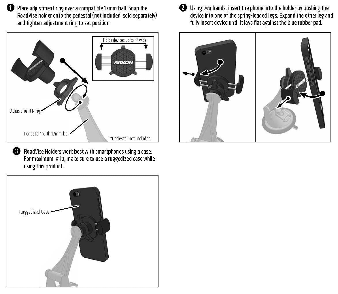 ARKON Mounts RoadVise Phone Holder for iPhone 7 6S 6 Plus iPhone 7 6S 6 5S Galaxy S7 S6 Note 5