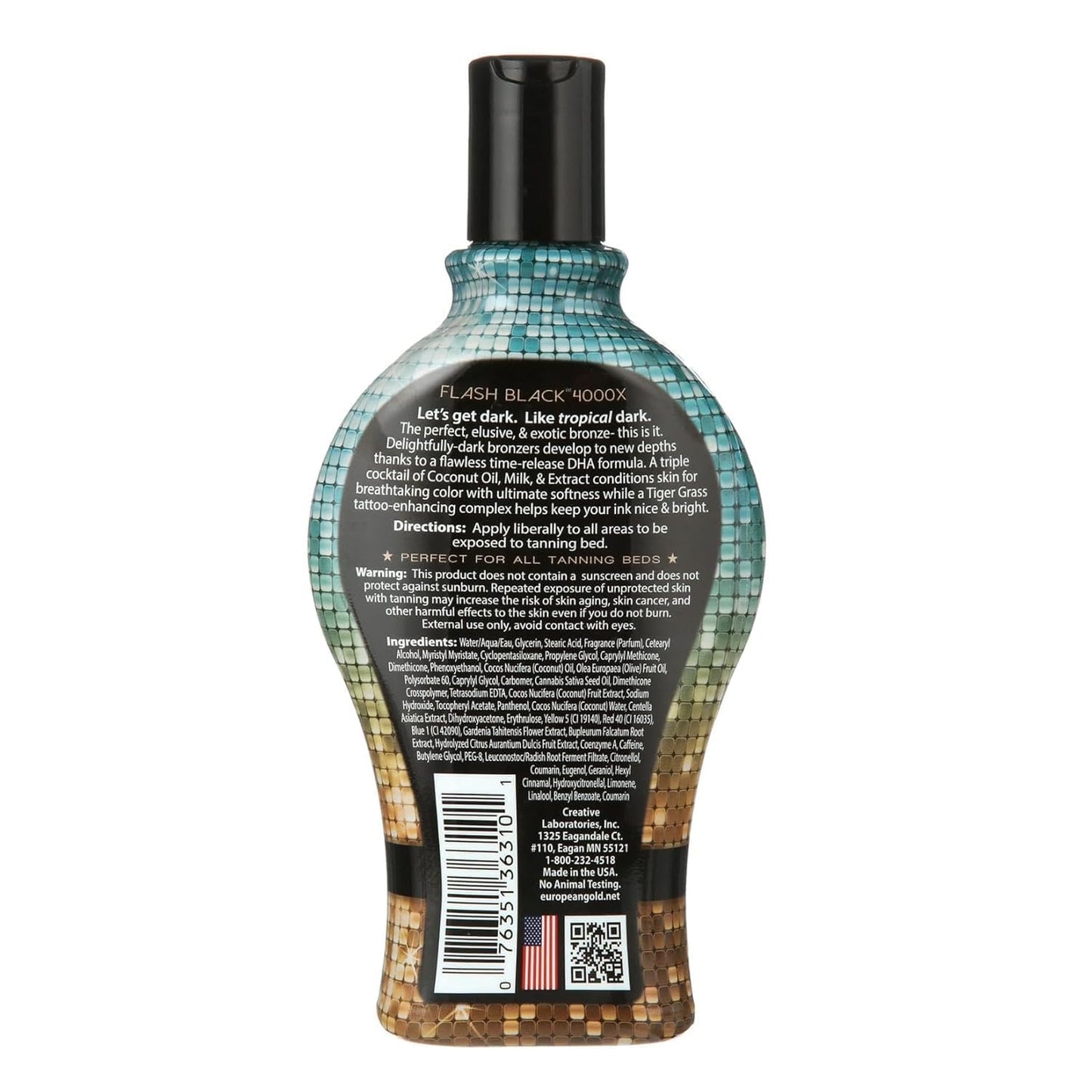 Bundle Set of 2: European Gold Flash Black 3000X Indoor Tanning Lotion with Time-Release DHA Bronzers, 12 oz and European Gold Flash Black 4000X