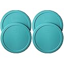 Pyrex 7402-PC 7-Cup Turquoise Plastic Food Storage Lid, Made in USA - 4 Pack