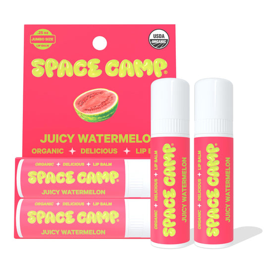 Space Camp Wellness Jumbo Lip Balm - Juicy Watermelon Organic Flavored Balm (2 Pack)