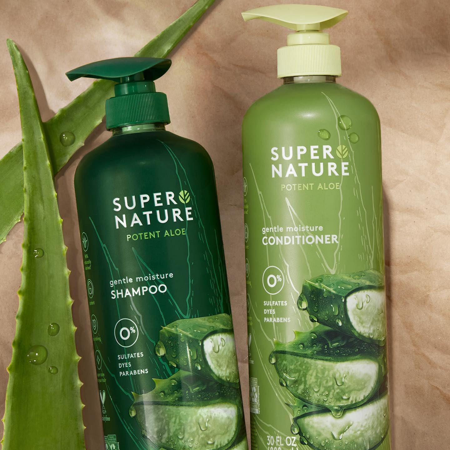 Super Nature Shampoo and Conditioner Set - Sulfate Free, Paraben Free Hair Care Duo Hydrating & Nourishing Formula with Aloe for Dry, Damaged, Curly