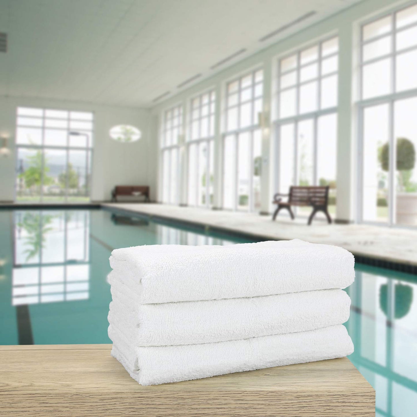 Arkwright White Bath Gym Towel - Pack of 6 - Bulk 100% Cotton Soft Quick Dry Sweat Absorbent Hotel Quality Towels for Workout, Bathroom, Spa, Pool…