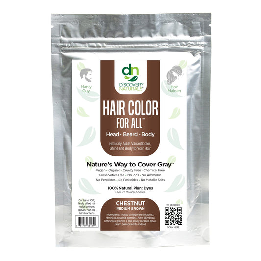 Chestnut Medium Brown Henna Hair Color For All Kit | 100% All Natural Hair Dye & Beard Dye Powder Kit Organic, Herbal & Vegan Chemical & Cruelty Free