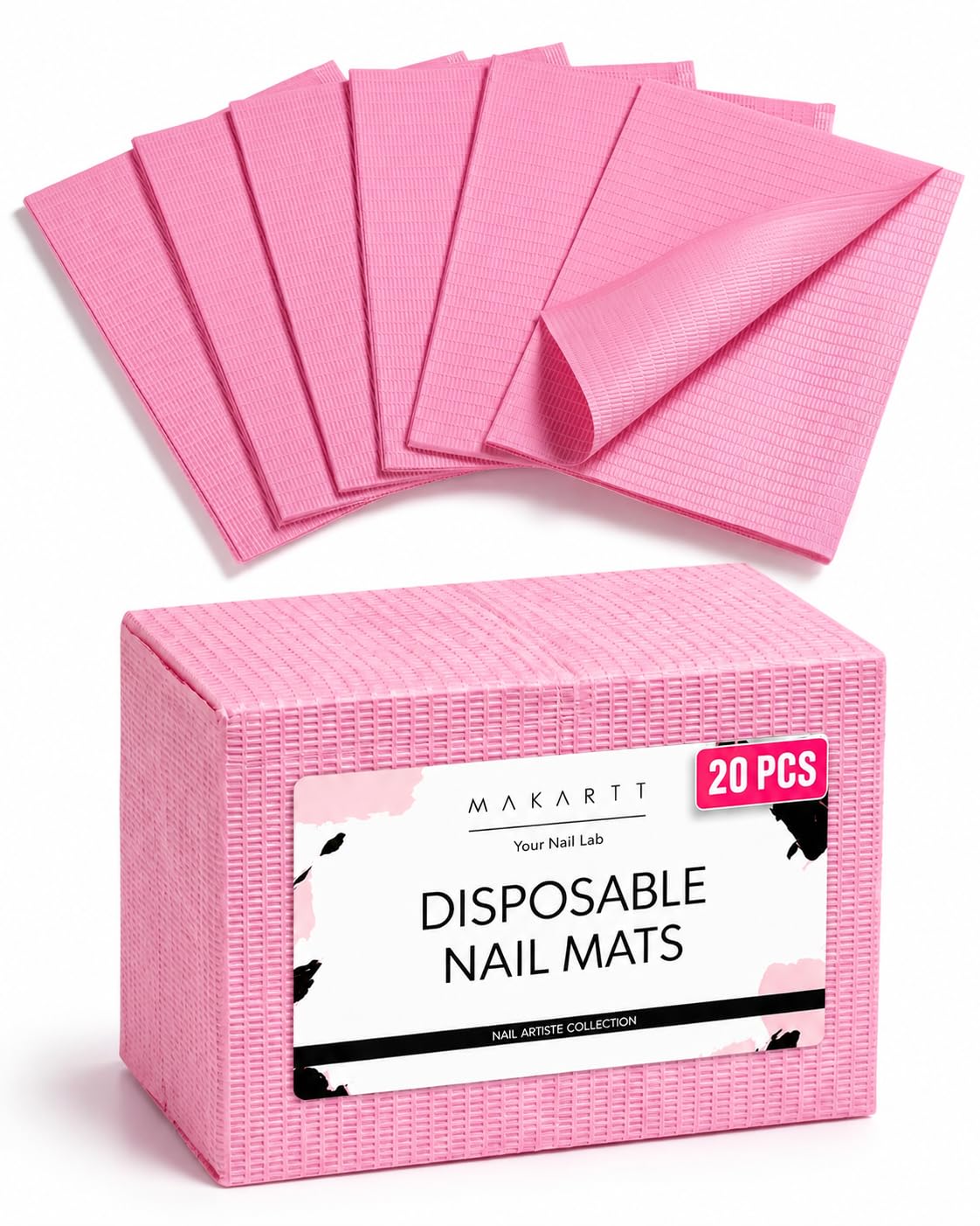 Makartt Disposable Nail Mats: 20 Pcs Foldable Nail Paper Towels for Table Acrylic Practice Sheet 3 Ply Waterproof Nail Art Table Mats Clean Pads Beauty and Personal Care Makartt Default Title