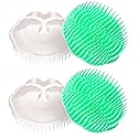 Aroveea Hair Scalp Brush Dandruff Cleaning Brush Shower Scalp Shampoo Brush Scalp Massager Pack of 4 (White and Green)