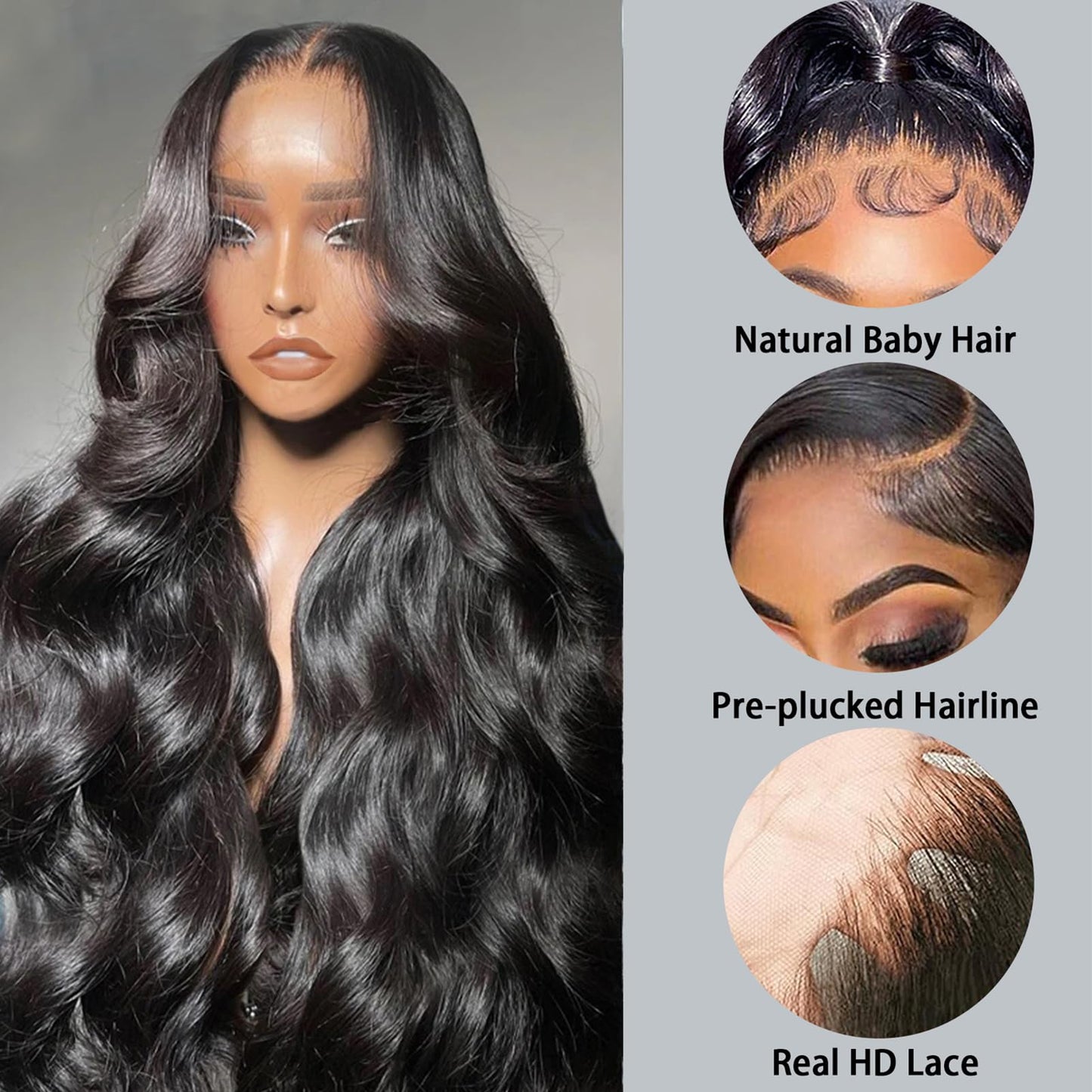 250% Density Body Wave Lace Front Wigs Human Hair 15A 13x4 HD Full Lace Frontal Wigs Human Hair 100% Real Human Hair Wigs No Synthetic Blend No Tangle