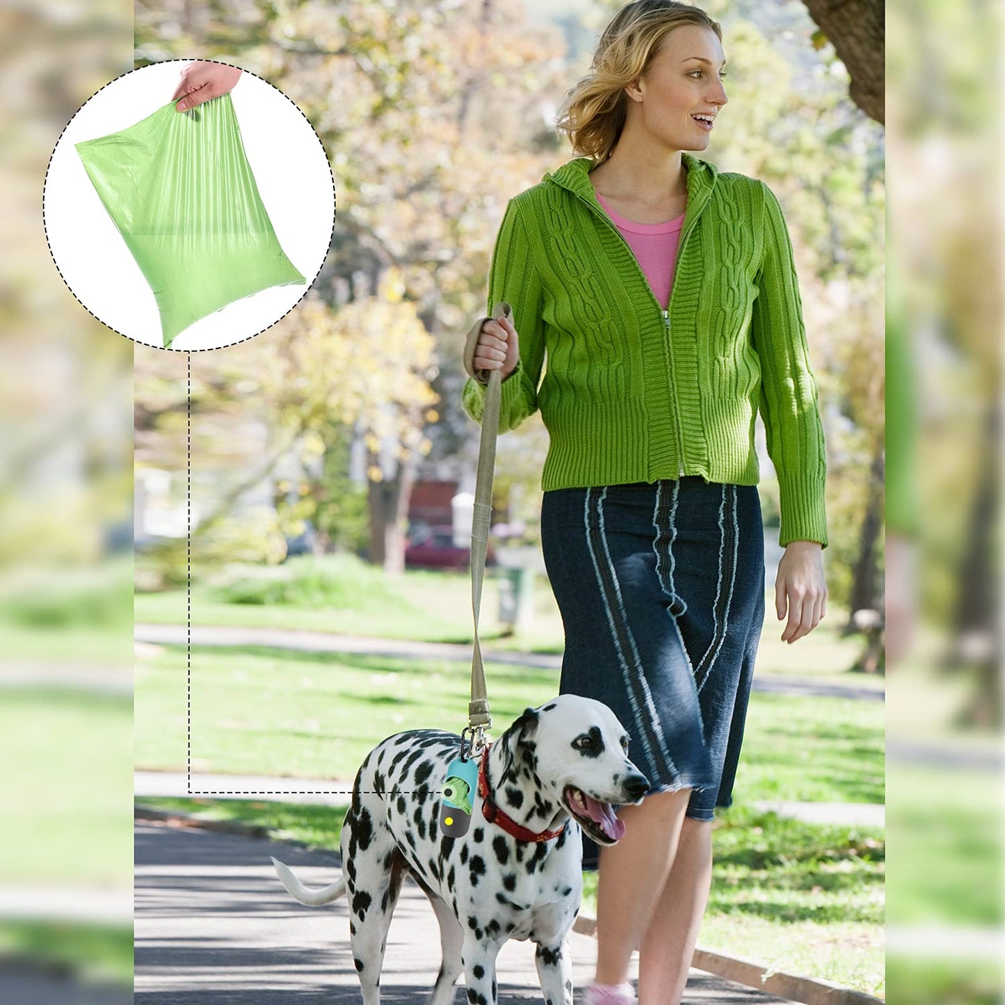 Eliamo 2 Pack Dog Poop Bag Dispenser with LED Flashlight, Pet Waste Bag Holder & Carabiner, Includes 2 Rolls Leak-Proof Bags for Dog Walking, Blue