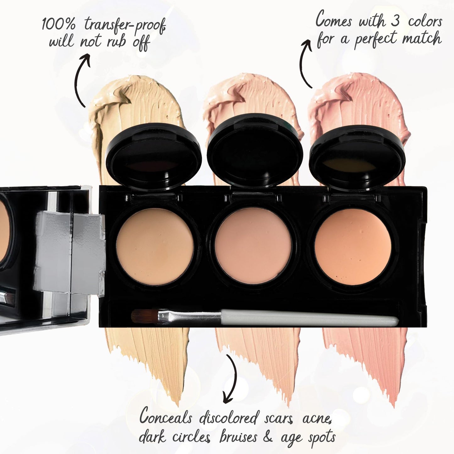 Dermaflage Waterproof Concealer Palette (Light) - Concealer Full Coverage, Matte Finish for Face & Body - Hides Dark Circles & Acne - Smudge Proof