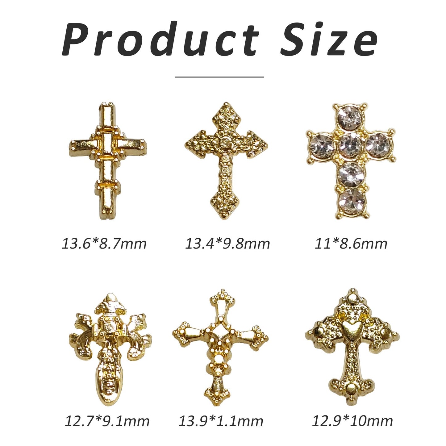 3D Alloy Metal Crystal Cross Nail Charms - 60 Pcs Ideal for Women and Girls' DIY Punk Nail Art, with Rhinestones, Great for Salons & Fashion Events Beauty & Personal Care hongliang