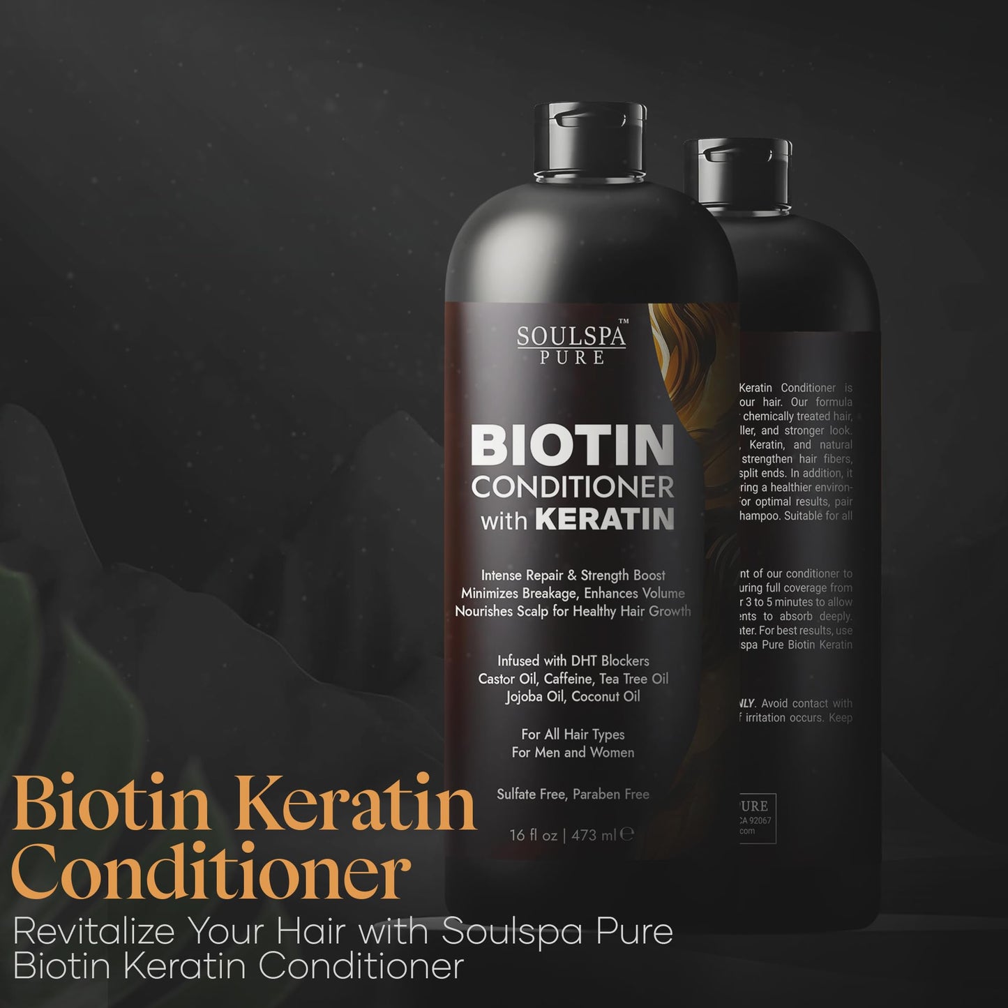 Biotin Conditioner with Keratin - Intense Repair & Strength Boost Formula - Nourishes Scalp for Healthy Hair Growth, with Tea Tree Oil & DHT Blockers