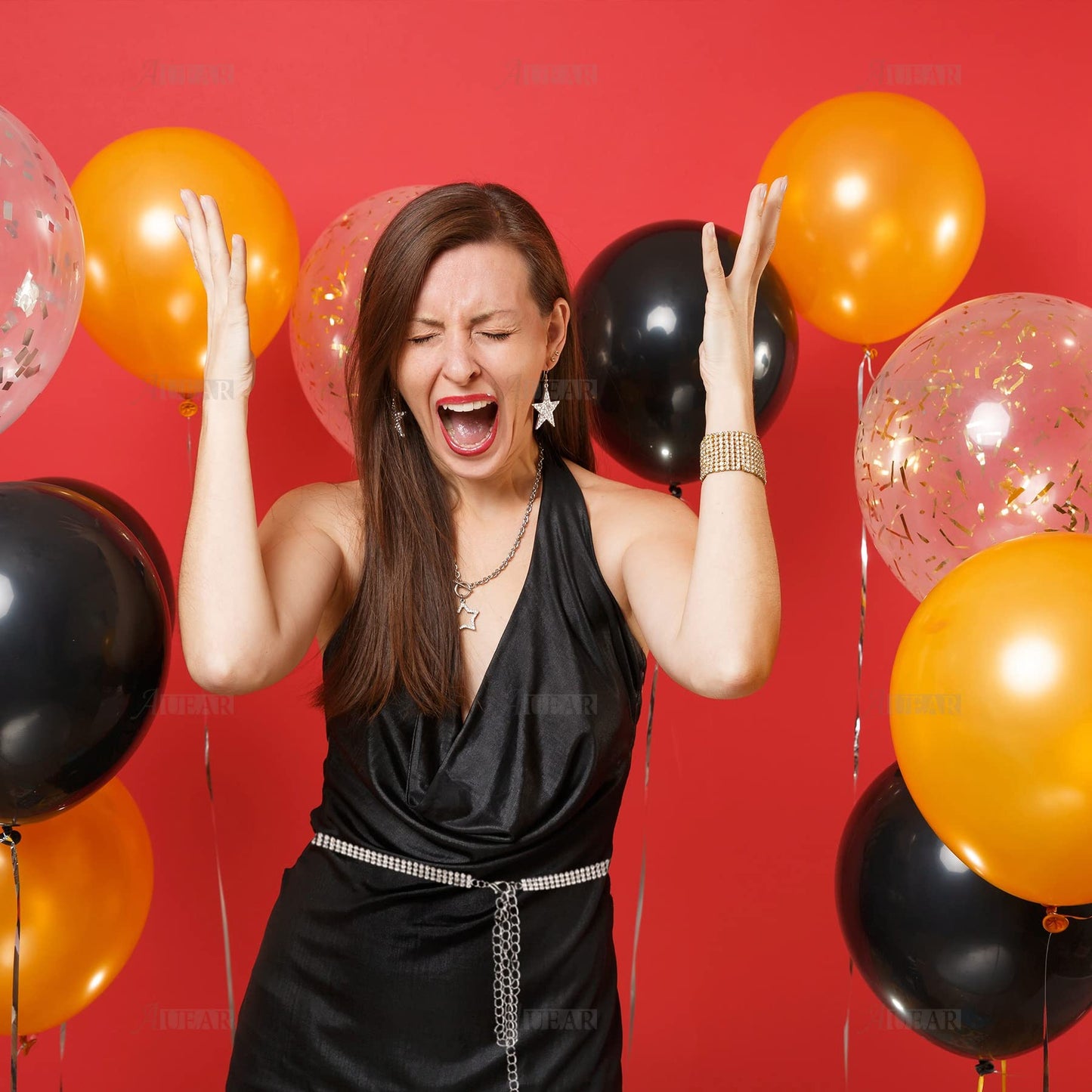 AUEAR, Fashion Silver Crystal Waist Buckle Belt Metal Chain Dress Rhinestone for Women Wedding Party Decor