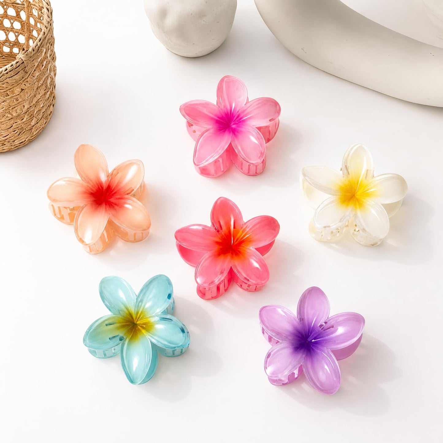 Vigorpace 6 Pcs Flower Hair Claw Clips for Women Girls, Hawaiian Hibiscus Hair Clips, Cute Summer Beach Hair Accessories for Thick Thin Hair Beauty and Personal Care Vigorpace