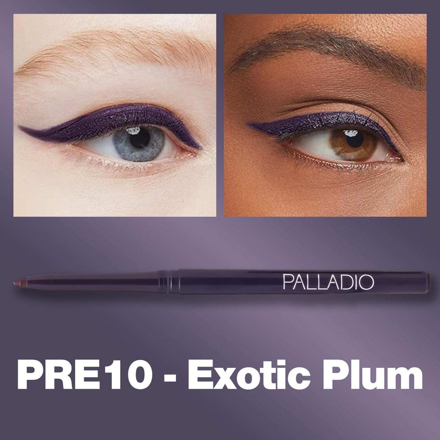Palladio Retractable Waterproof Eyeliner, Richly Pigmented Color and Creamy, Slip Twist Up Pencil Eye Liner, Smudge Proof Long Lasting Application