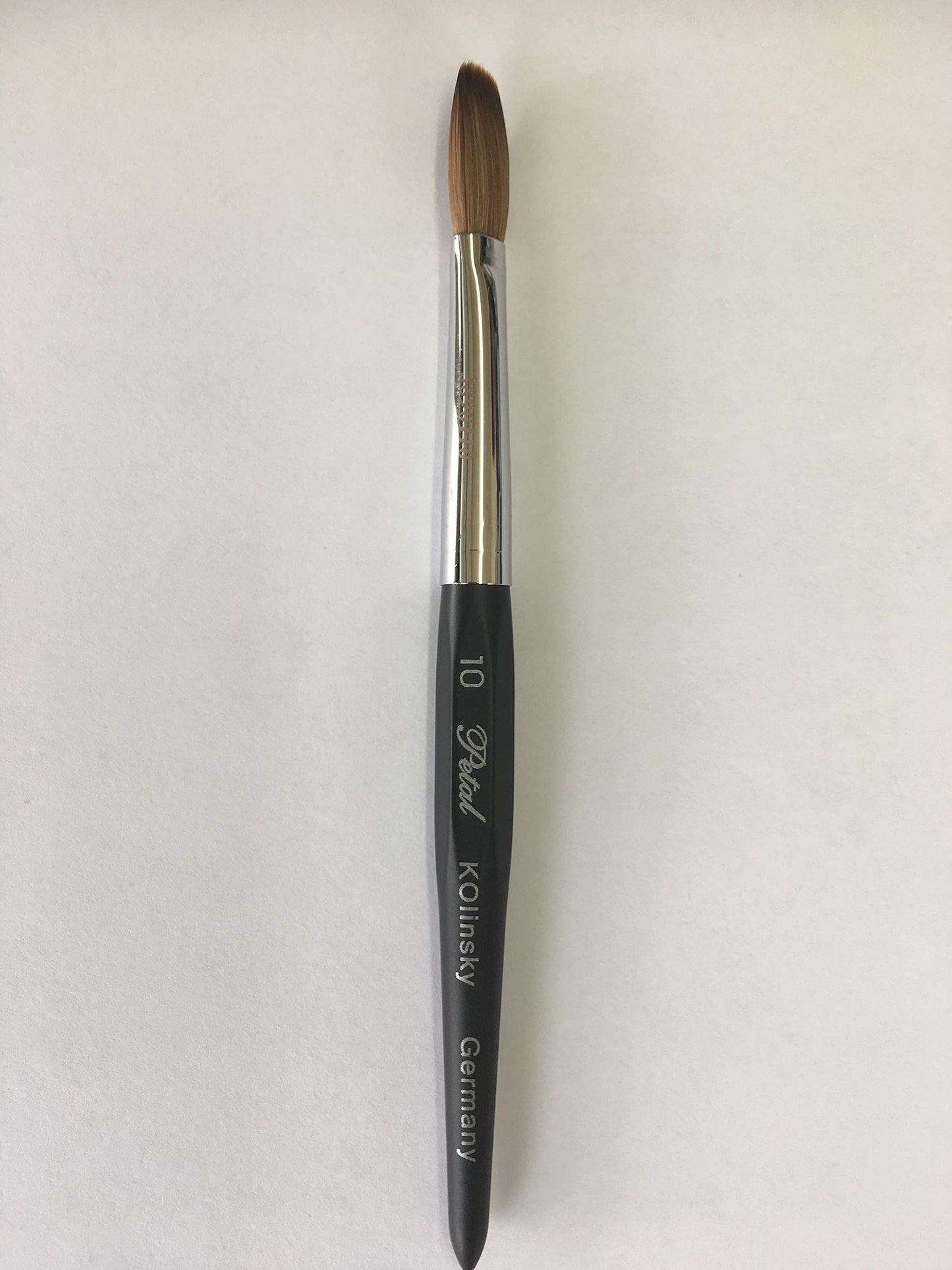 Six Angles - Black Handle Petal Kolinsky Acrylic Nail Brush (CRIMPED) - (Size #10) Beauty & Personal Care Kolinsky