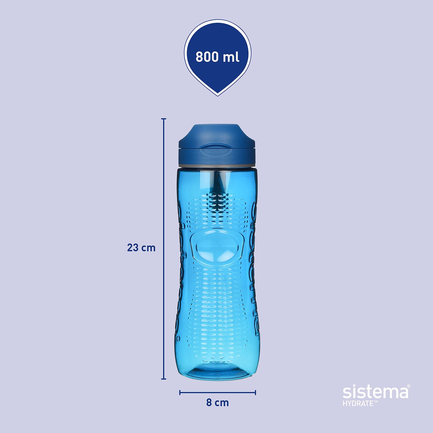 Sistema Tritan Active Sports Water Bottle | 800 ml | Leakproof Water Bottle | BPA-Free | Assorted Colours