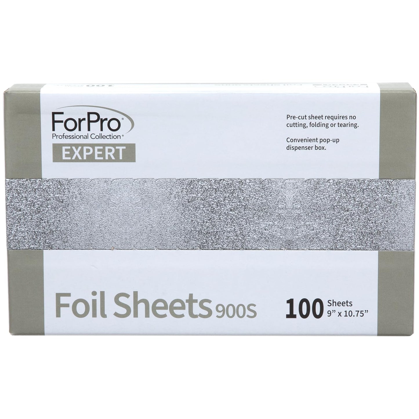 ForPro Expert Embossed Foil Sheets 900S, Aluminum Hair Foils for Color Application and Highlighting Services, Food Safe, Pop-Up Dispenser, 9” W x