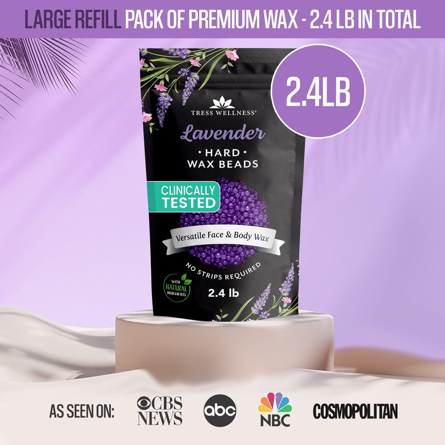 Tress Wellness Wax Beads - Safe for Skin - Dermatologically Tested - At-Home Kit for Bikini, Brazilian & Full Body - Lavender 2.4 lb Beauty and Personal Care Tress Wellness