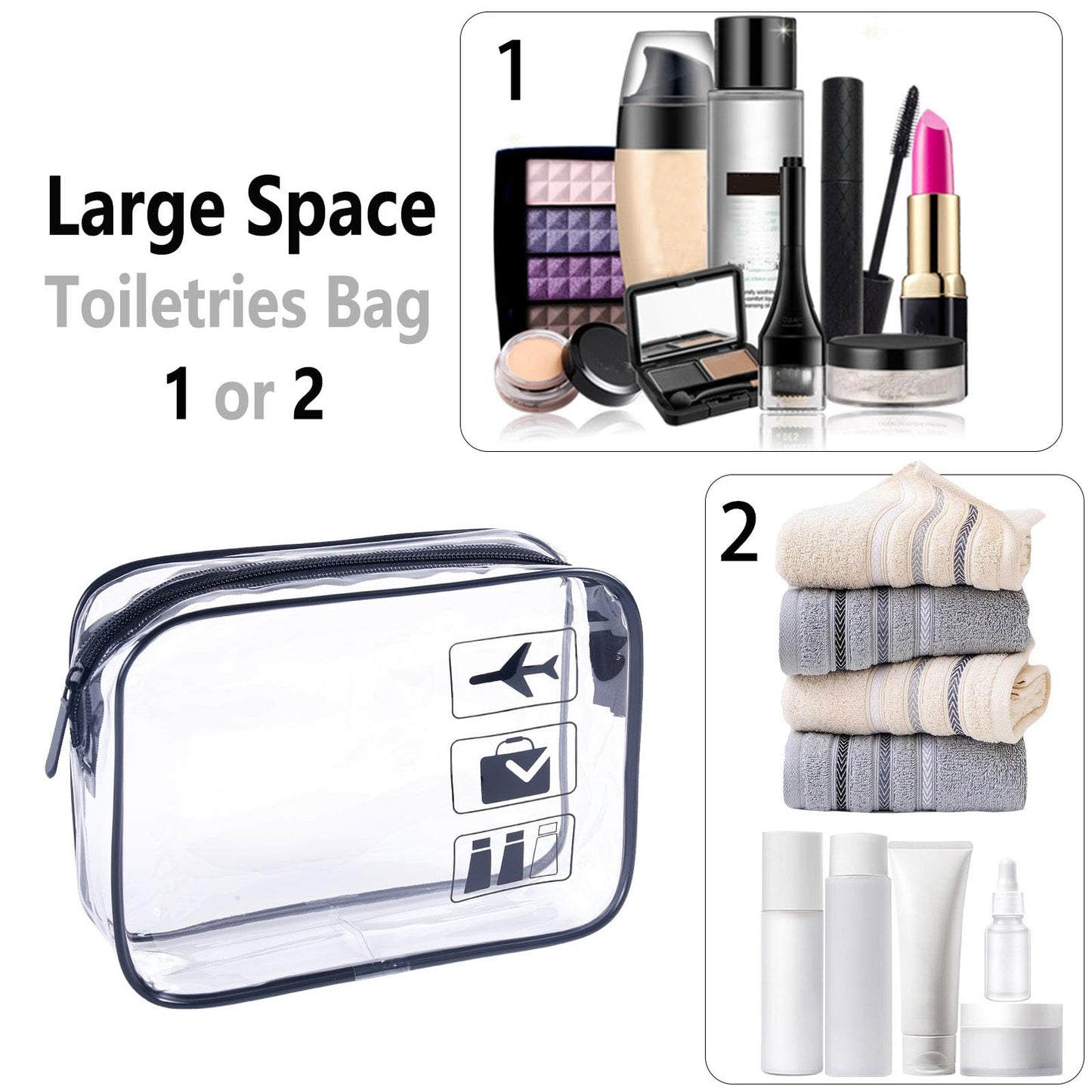 TREALDATE TSA Approved Toiletry Bag 3Pcs - 3 Pack Clear Travel Bags for Toiletries, Carry on Airport Airline Compliant Bag,Makeup Bags Clear Toiletry Beauty and Personal Care TREALDATE