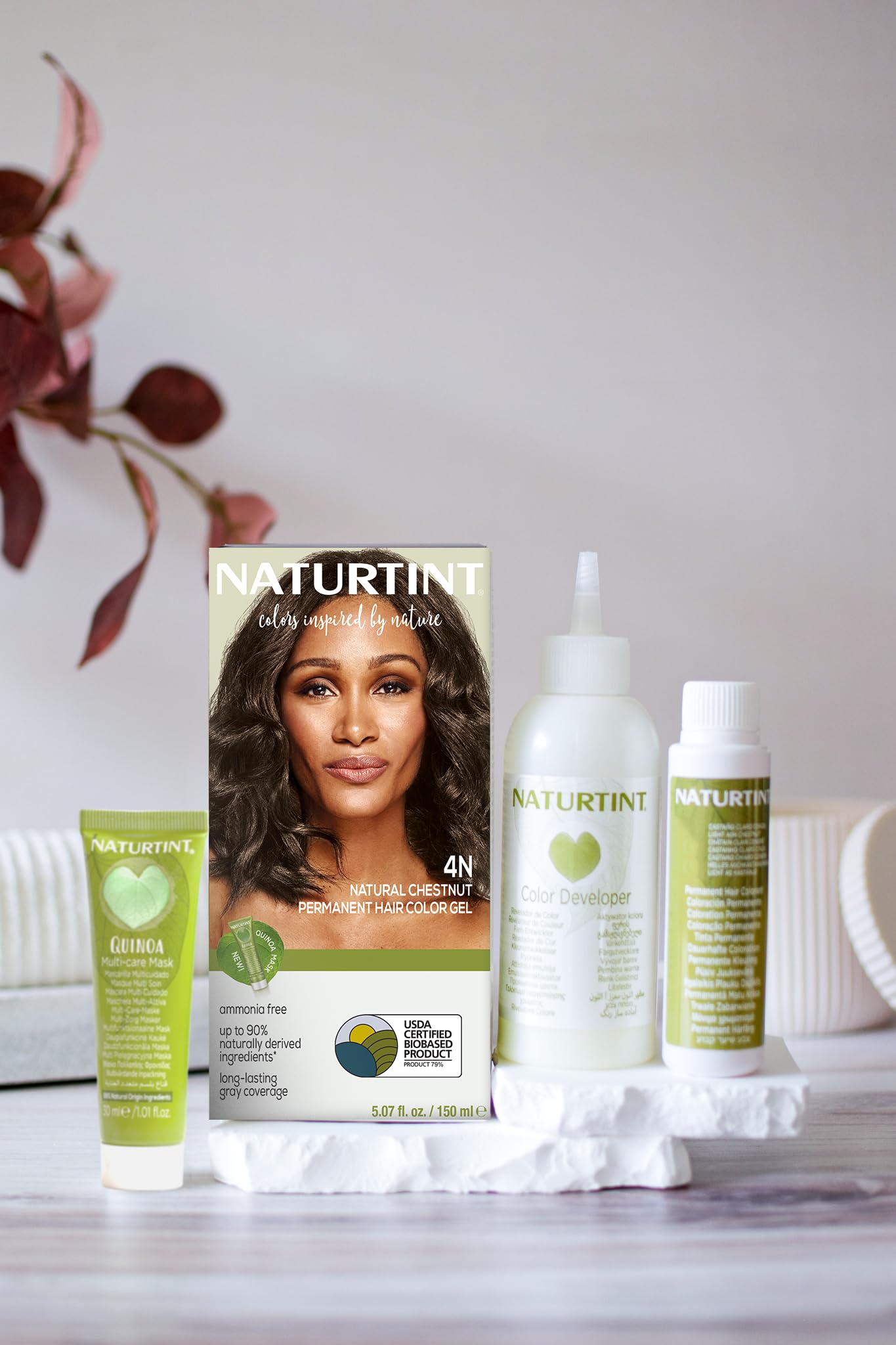 Naturtint 4N Natural Chestnut Permanent Hair Color (Pack of 1), Ammonia Free, Vegan, Cruelty Free, up to 100% Gray Coverage, Long Lasting Results