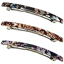 HYFEEL Long French Hair Barrettes 4 Inch Large Hair Clips for Women Thick Hair Automatic Clasp Clamp Pins Resin Nonslip Grip Ponytail Holders, Stylish