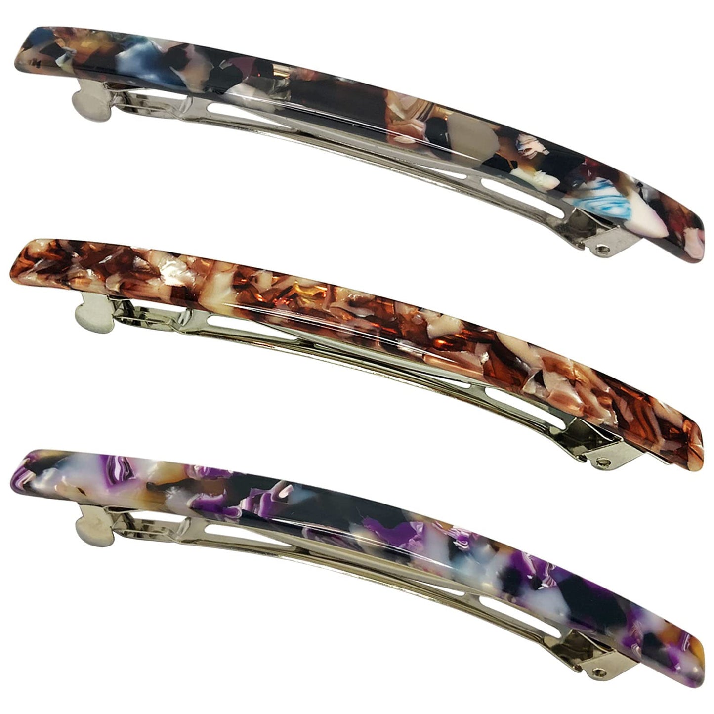 HYFEEL Long French Hair Barrettes 4 Inch Large Hair Clips for Women Thick Hair Automatic Clasp Clamp Pins Resin Nonslip Grip Ponytail Holders, Stylish
