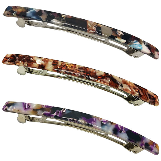 HYFEEL Long French Hair Barrettes 4 Inch Large Hair Clips for Women Thick Hair Automatic Clasp Clamp Pins Resin Nonslip Grip Ponytail Holders, Stylish