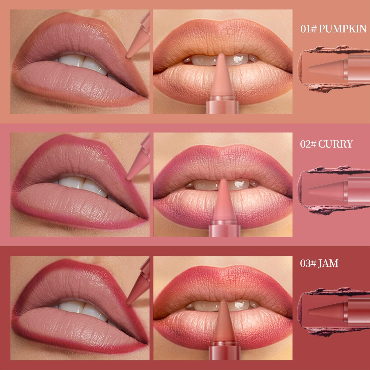 6 Pcs Gradient Lip Liner and Lipstick Combo Set - 2-in-1 Ombre Lipstick & Brown Lip Liner Duo - Waterproof, Long-Lasting, Matte Finish - Smudge-Proof Beauty and Personal Care Beauty Glazed