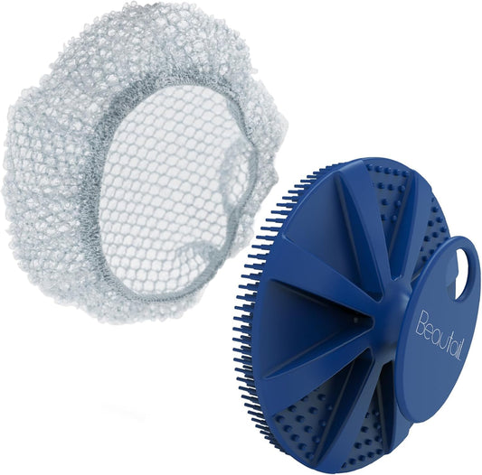 Silicone Body Scrubber with Scrub Net, BEAUTAIL 2 Pack - Rich Foam and Exfoliation with Gentle Brush or Firmer Net Options - Hygienic, Durable, Easy Beauty and Personal Care BEAUTAIL