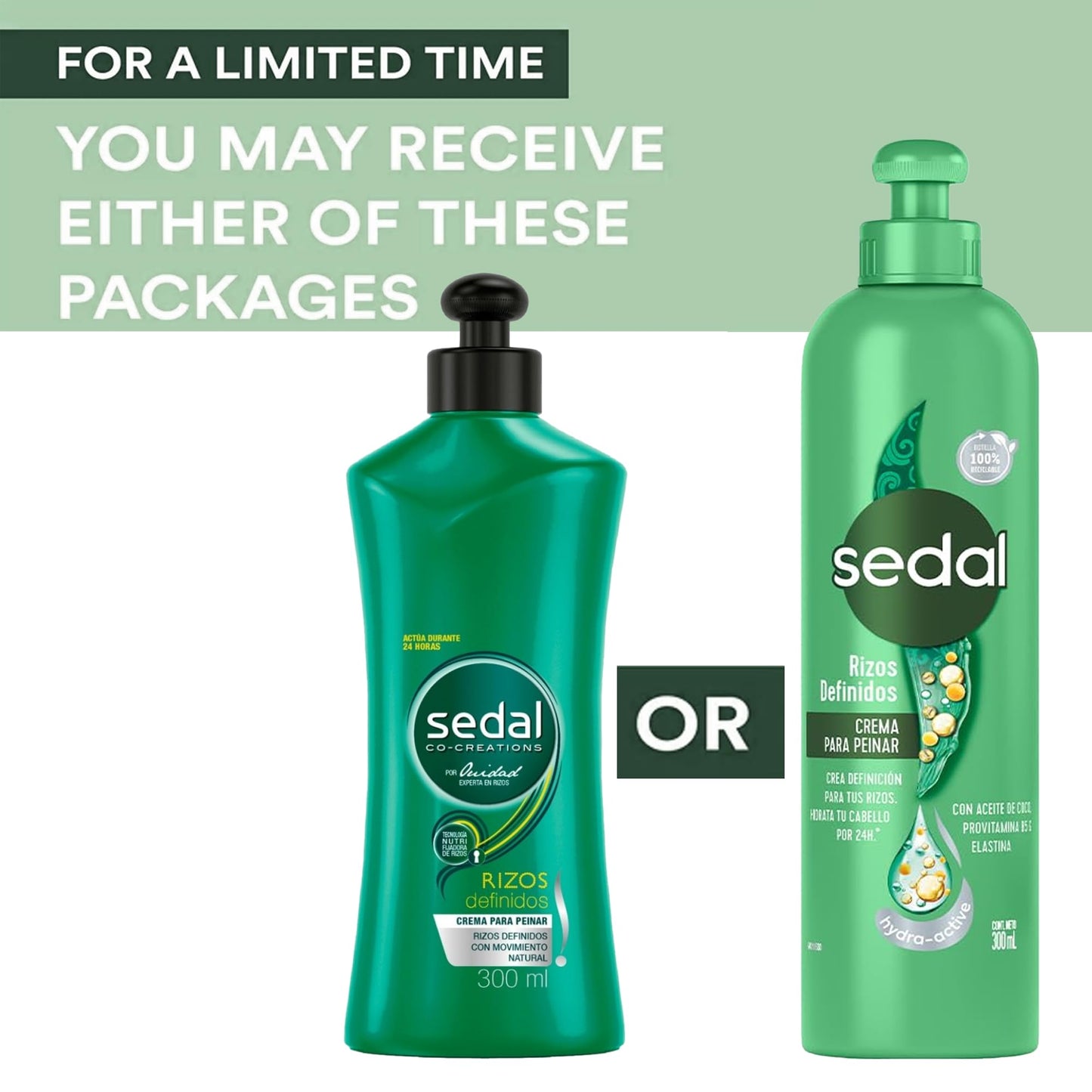 Sedal Curls Defined Hair Comb Cream with Coconut Oil, Provitamin B5, Elastin, 300ml, 2 Pack