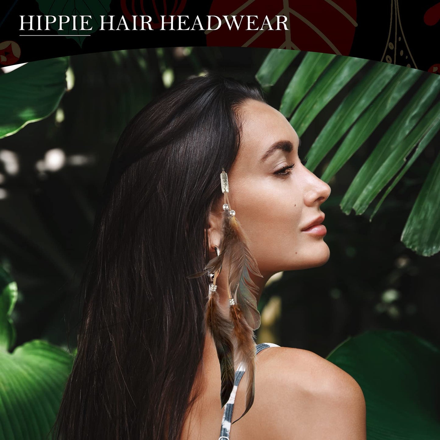 ICYANG Women Feather Hair Clips, Handmade Boho Hippie Hair Extensions with Clip Comb DIY Accessories Hairpin Headdress, Set of 3