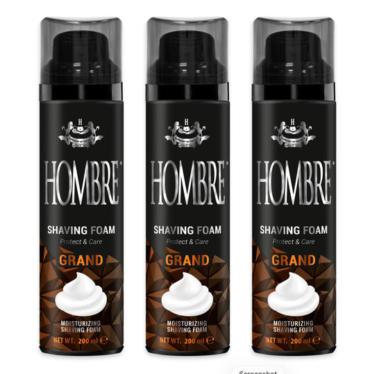 HOMBRE Grand Shave Foam for Men - Citrus Marine Woody Scent - Smooth Glide & Comfort - Aluminum-Free Formula 200 ml (Pack of 3) Beauty and Personal Care HOMBRE