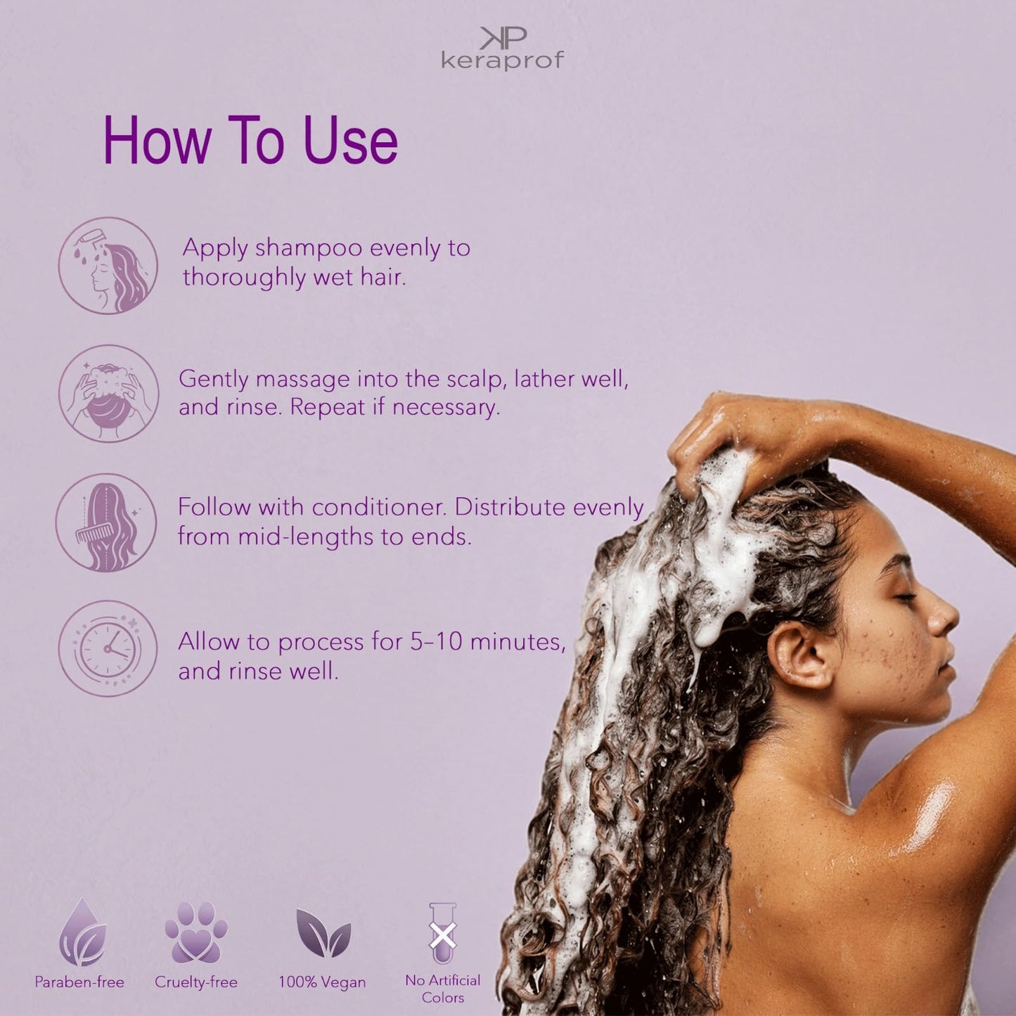 KeraProf Keratin Hair Care Set, Shampoo, Conditioner, Hair Mask, Crystal Shine Serum, Moisturizing and Smoothing Treatment for All Hair Types, 4 Piece
