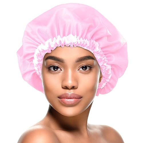 DONNA Flower Pattern Sleep Cap Hair Sleep Shower Cap Bonnet satin Bonnet for Sleeping Hat PINK