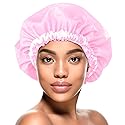 DONNA Flower Pattern Sleep Cap Hair Sleep Shower Cap Bonnet satin Bonnet for Sleeping Hat PINK
