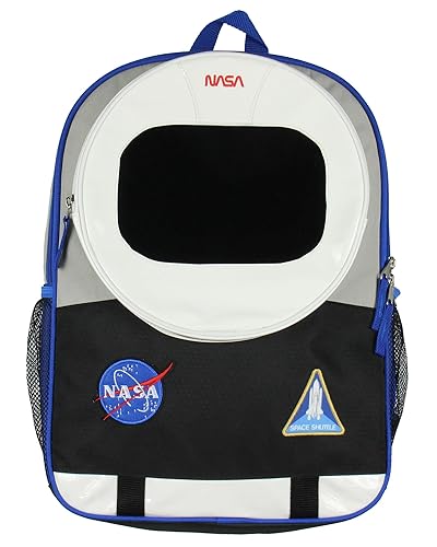 NASA Astronaut 17" Backpack Space Shuttle Helmet Suit Meatball Logo Patches Kids Travel School Book Bag