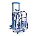 K-Cliffs Rolling Clear Backpack Heavy Duty Bookbag Quality See Through Workbag Travel Daypack Transparent School Book Bags w/Wheels