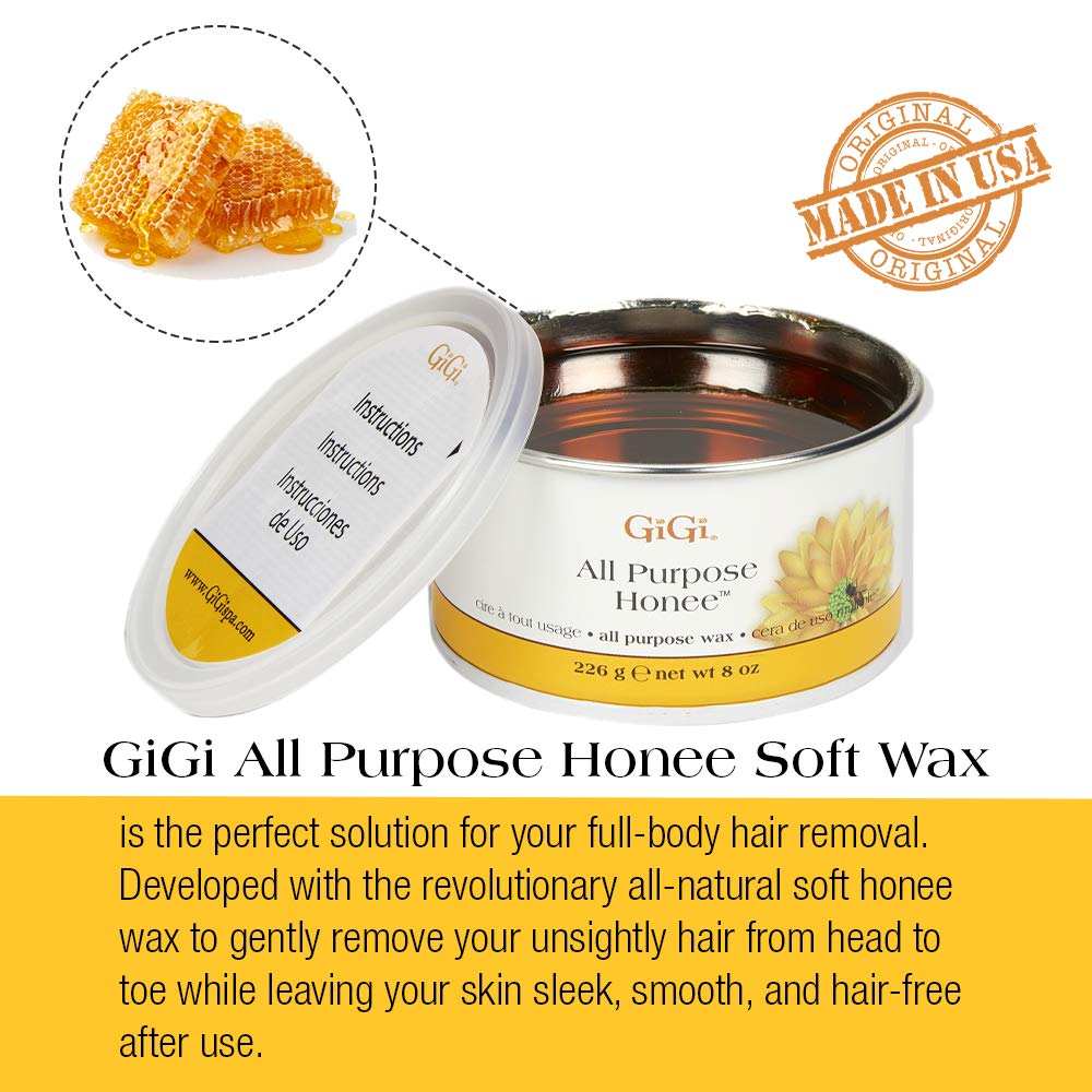 GiGi All Purpose Honee Wax - Hair Removal Wax for Face, Body & Brazilian Waxing with Beeswax Formula, 8 oz Beauty and Personal Care GIGI
