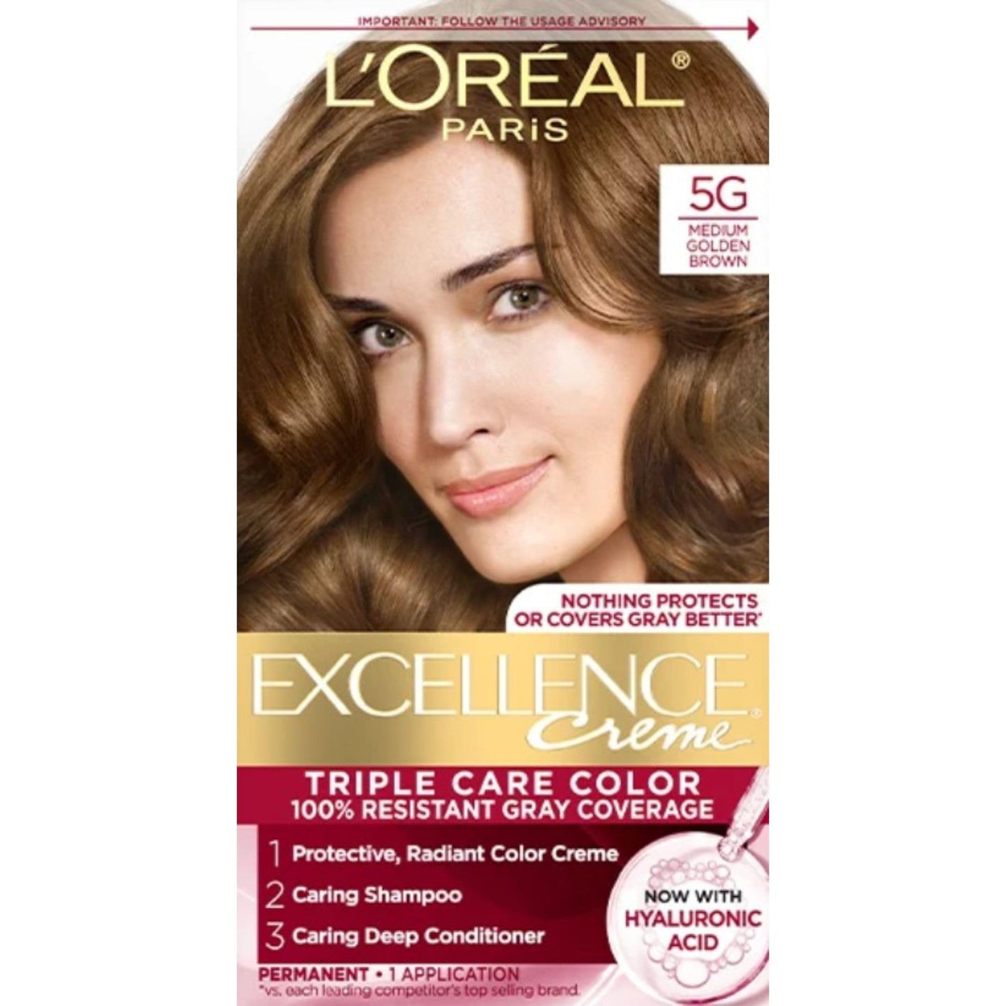 L'Oreal Paris Excellence Creme Haircolor, Medium Golden Brown [5G] 1 ea (Pack of 2)
