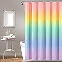 Lush Decor Rainbow Ombre Shower Curtain, 72" x 72", Rainbow & Turquoise