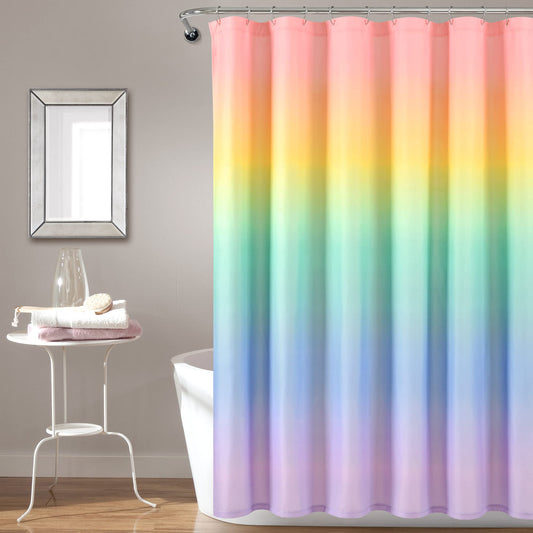 Lush Decor Rainbow Ombre Shower Curtain, 72" x 72", Rainbow & Turquoise