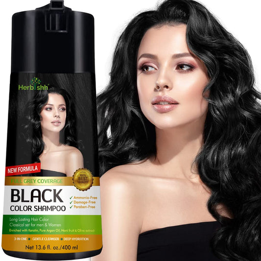 Herbishh Color Enriched Shampoo for Gray Hair - Long Lasting Hair Dye Formula and Conditioner (Golden Brown)