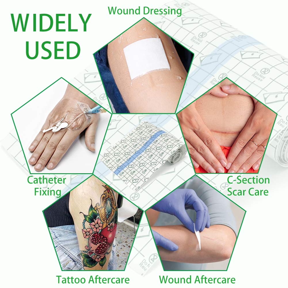 Tattoo Aftercare Bandage Roll 8" x 2 Yard - Waterproof Transparent Film for Tattoos Initial Healing and Skin Repair Adhesive Supply Wrap Beauty and Personal Care Flatoedu