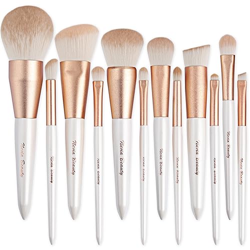 Makeup Brushes Set, EVRCHGIEA 12pcs Premium Eye Shadow, Eyebrows, Eyeliner, Concealer, Lip Liner?Foundation Makeup Brush White Travel Makeup